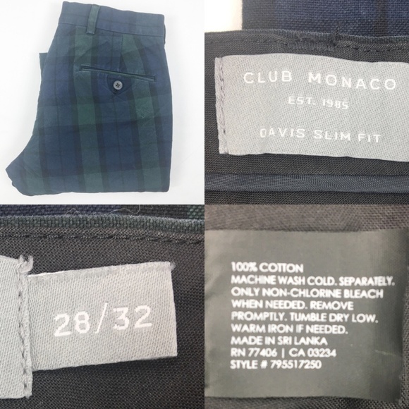 Club Monaco Davis Slim Men Dress Pants Plaid 28x32 - Picture 8 of 8